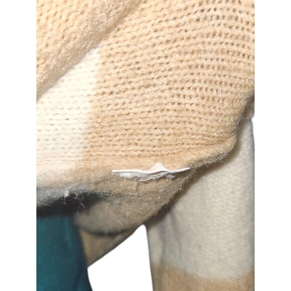 American Eagle Tan/Cream Striped Collared 3/4 Button Up Sweater XL Preppy Boxy - Picture 6 of 7